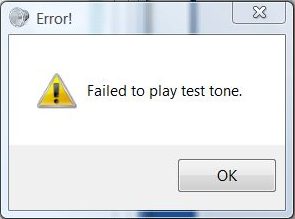 Windows 8: Failed to play test tone